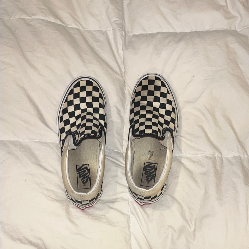 Vans Women’s Checkerboard Slip-On Shoes - Black & White